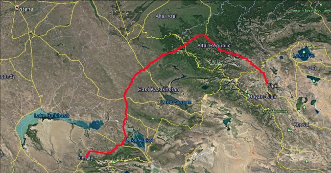Ulgii to Almaty